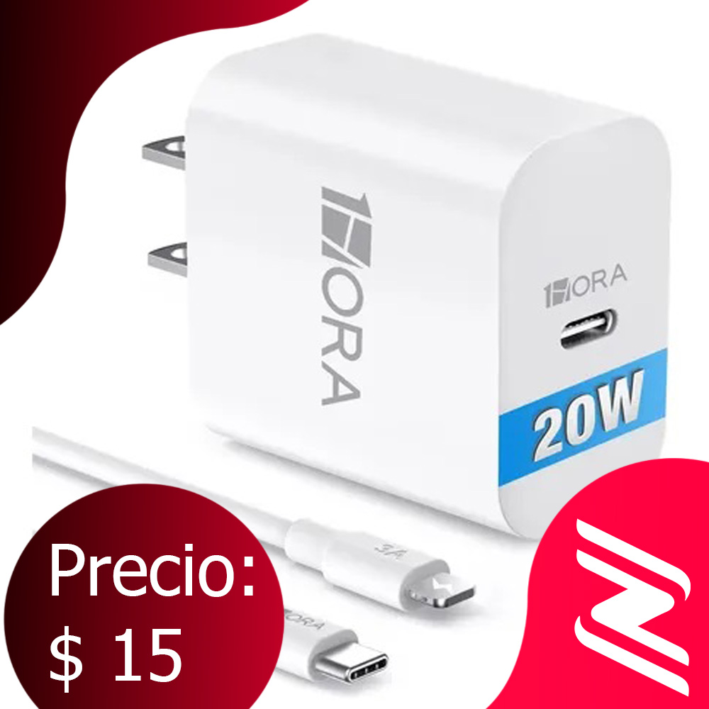 Cargador 1HORA 20W Tipo C a Lighting